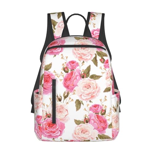 Sac à dos léger avec imprimé floral noir et blanc pour voyage et travail