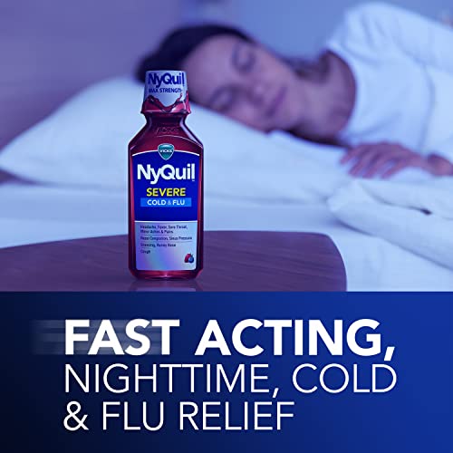 image for Vicks NyQuil SEVERE Cold, Flu, and Congestion Medicine, 2x12 fl oz Twi