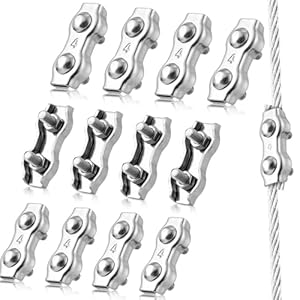 Cersaty 12 Stk. Edelstahl Drahtseilklemmen M4