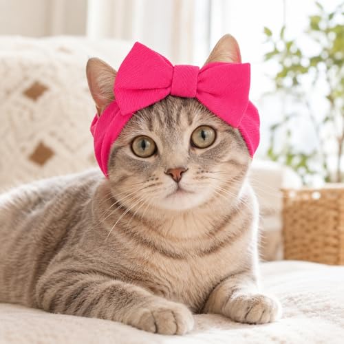 Sombrero para mascotas con moños y banda elástica para perros y gatos miniatura 6