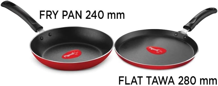 Miniatura 5 de Pigeon Mio - Juego de utensilios de cocina de aluminio antiadherente, 8 piezas, incluye Tawa plano, sartén, Kadai con tapa de vidrio, herramientas