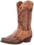 Laredo Men's Nash Wingtip Collar Overlay Cowboy Boot Snip Toe Tan 11.5 D(M) US