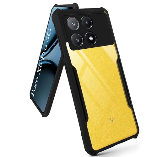 Image of Jkobi Back Case Cover for Poco X6 Pro 5G (Shockproof with Polycarbonate Clear Panel | Professional Black)