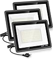 YANYCN 3 Pack 100W Led Flood Lights Outdoor,Super Bright 11600LM Security Lights with Plug,Exterior IP66 Waterproof 5000K Daylight White FloodLight for Basketball Court, Yard, Garden, Playground