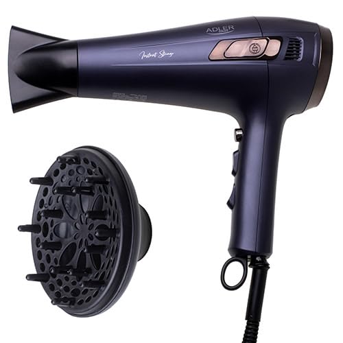ADLER Secador de pelo 2400W, cable de alimentación retráctil y difusor