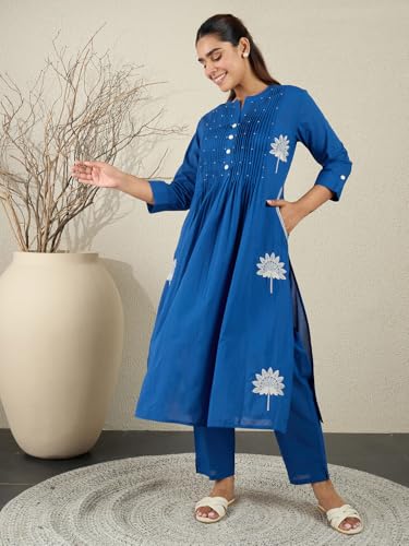 Image of INDO ERA Women's Cotton Ethnic Co-Ord Set | Kurta Pant Set | Stylish Cotton Suit Set for Women,11685 | Co Ord Set For Women Stylish |