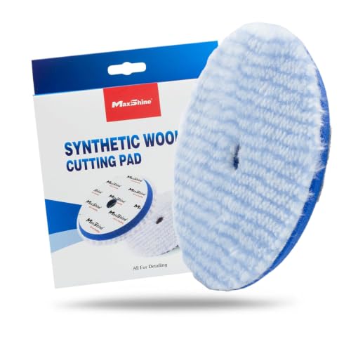 Maxshine 6” Universal Synthetic Wool Cutting Pad – Heavy-Duty Hook &amp; Loop Buffing Pad for DA &amp; Rotary Polishers – Professional Car Detailing Pad for Paint Correction, Defect, Scratch &amp; Swirl Removal