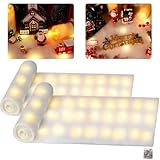 hatisan 2 Sets LED Christmas Fake Snow Blanket Roll with Lights, 70 x 17.7 Inches Artificial Snow Blanket with 100 LED Light Strings,Winter Decor for Christmas Trees Village Craft Indoor Outdoor