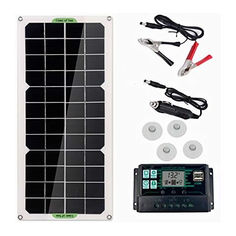 Uinfhyknd 30W Solar Panel Car Van Boat Trickle Portable 12V Battery Charger with 100A Controller Cover