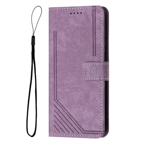 Étui portefeuille iPhone 16 en cuir violet avec support et porte-carte