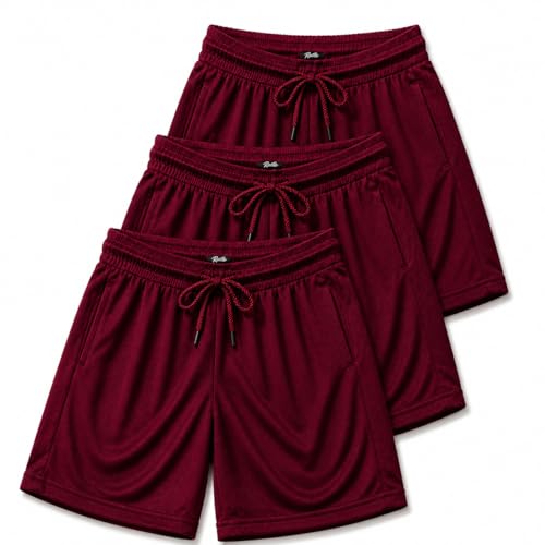 Image of RISH Kids Dri-Fit Sports Shorts for Boys & Girls | Breathable Polyester Activewear Shorts with Elasticated Waist, Drawstring & 2 Side Pockets | Solid Colours | Single and Multi Packs