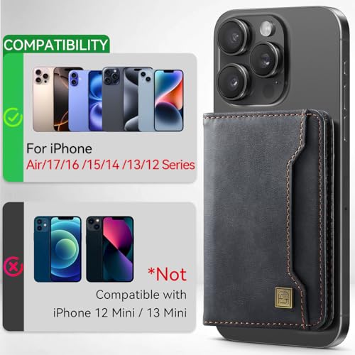 Image of ZORBES for MagSafe Wallet Magnetic RFID Blocking Card Holder Compatible with MagSafe Phones and Cases, Strong Magnet Minimalist Phone Wallet for iPhone 17 /16 /15 /14 /13 /12 / Pro /Max /Plus, Black