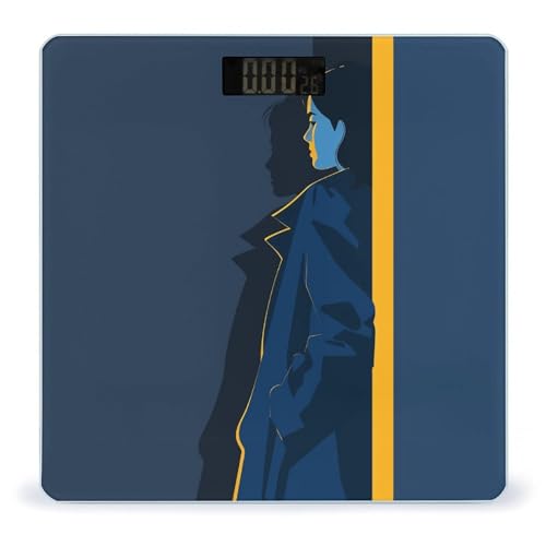 Báscula digital de vidrio templado para baño con pantalla LCD