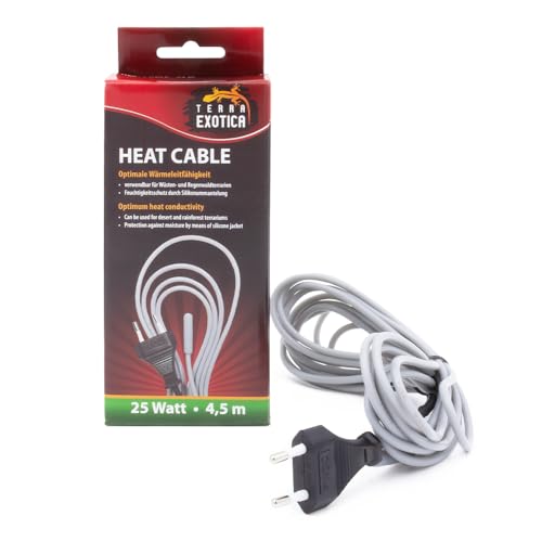 Terra Exotica Heizkabel - 25 Watt / 4,5 m Heat Cable - Bodenheizung für Terrarien - Terrarium Heizung - Silikonheizkabel für optimale Wärmeleitfähigkeit