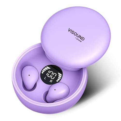 VISOUND VionB Air Invisible Earbuds Wireless Bluetooth 5.4 for Small Ears Mini Tiny Ear Buds IPX5 Waterproof Sound Isolating Fit ENC Mic for Clear Calls Discreet in-Ear Headphones (Amethyst)