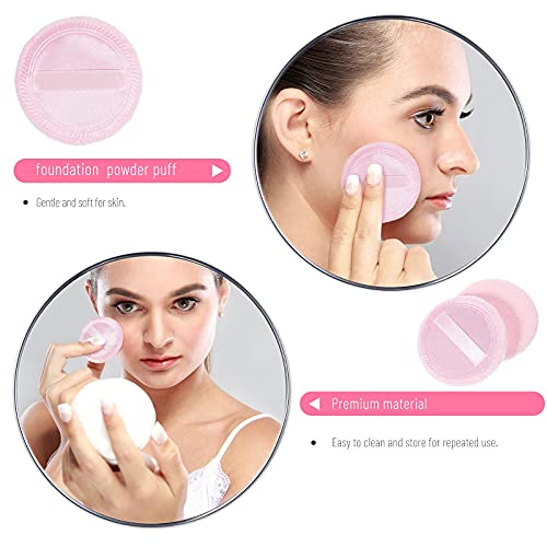 Frcolor 10Pcs Powder Puff Pure Cotton Round Makeup Puff With Strap For Powder Foundation Loose Mineral Powder Body Powder (5.5 X 7Mm Random Color) #TOP3