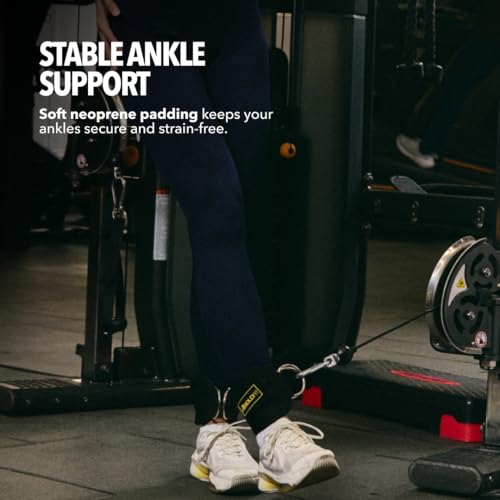 Image of Boldfit Ankle Straps For Gym With Metal D-rings Unisex Ankle Strap For Cable Machine Exercise Padded Ankles Bands For Leg Extensions, Kickback Ankles Gym Accessories For Men Workout 1 Pair Apex Black
