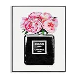 Stupell Industries agp-106 Glam Perfume Bottle Flower Black Peony Pink Wall Art, 11 x 14