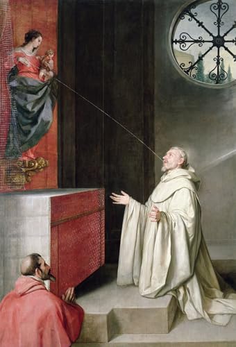Toile Saint Bernard et la Vierge par Cano Portrait Mural Anti Reflet Déco 60x90 cm
