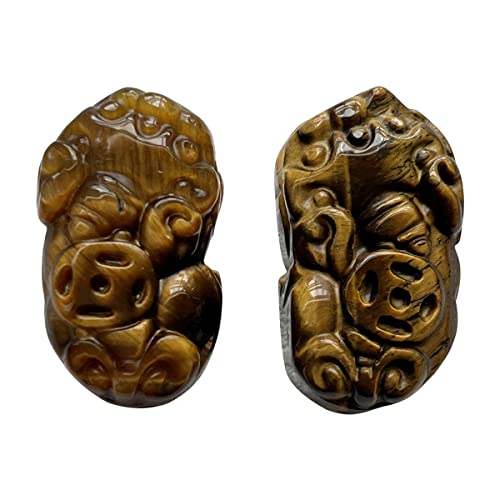 Cadeaux en Cristal Naturel : Coffret de 3 Pendentifs Renard en Oeil de Tigre ZYFSHA