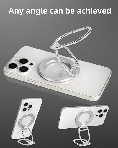Image of MINDSKY Phone Stand Phone Grip Compatible with iPhone 12 /13 /14 /15 Mini /Pro /Pro Max Accessories Removable Magnetic Finger Phone Ring Grip (Silver)