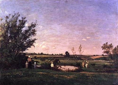 Affiche toile Henri Harpignies impression de paysage Yonne 60x90cm