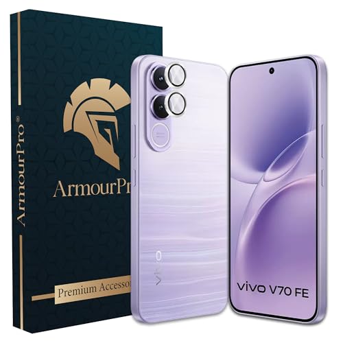 Image of ArmourPro Edge to Edge Tempered Glass for Vivo V70 FE with Silver Camera Ring Guard, 9H Screen Protector, Anti-Scratch, Anti-Fingerprint, Bubble-Free Installation Kit