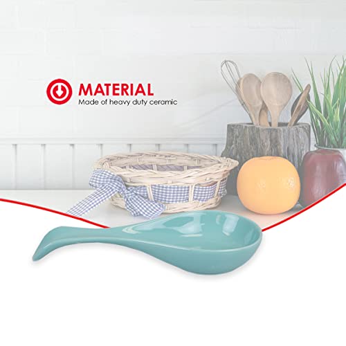 Home Basics Ceramic Spoon Rest (Turquoise) #TOP1