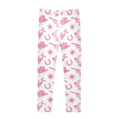 Cowboy Western and Wild West Girls Leggings,Workout Leggings for Girls Toddler Athletic Leggings Size for 3-10T