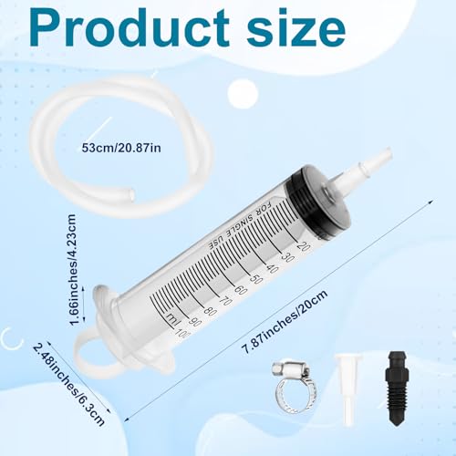 Qianyu Brake Bleed Kit Fluid Bleeder Pressure Motorcycle Hydraulic Disc Clutches Oil Bleeding Extractor Reverse Bleeder Tool 100ml Syringe 50cm/19.69Inch Hose Universal Motorbike Scooter Maintenance - Thumbnail 2
