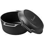 Pre-seasoned Cast Iron Double Dutch Oven Pot with Skillet Lid, Dual-handle, for Bread Baking, Outdoor, Campfire Cooking, include Sourdough Bread Baking Supplies like Banneton Bread Proofing Basket, 5 Quart - Image 5