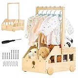 Holz Baby Geschenk Korb mit Rollen und Griff, Holz Babyparty Schrank, H0lz Babykorb Geschenk, Baby Shower Wäschekorb, für Jungen Mädchen Schwangerschaft Neue Eltern