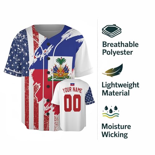 Camiseta de Béisbol Personalizada de Haití - Camiseta Deportiva para Fans con Nombre y Número para Hombre y Mujer miniatura 5