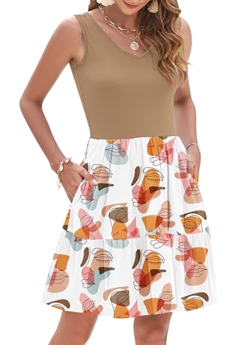 Image of AUSELILY Womens Summer Dresses 2026 Casual Sleeveless Sundress Beach Vacation Flowy Tiered Short Dresses with Pockets