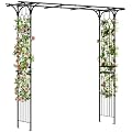 DWVO 81" H Garden Arch and Arbor, Black Arch for Climbing Plants Outdoor, Wedding Ceremony Archway Decoration for Lawn, Patio, Backyard