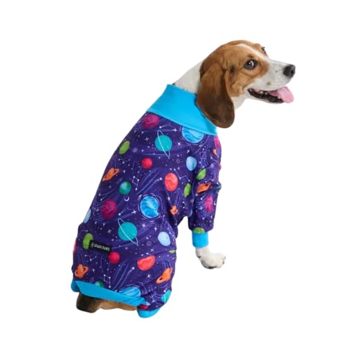 Image of Spark Paws Dog Pajama, Dog Recovery Suit Male, Onesie, Ultra-Soft and 4-Way Stretch, for Small Medium and Large Breeds - Planets - 2XL