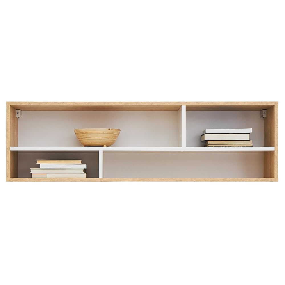 Lomadox Kinderzimmer Jugendzimmer Set in Eiche mit weiß und grau, 4-teilig, Schreibtisch, Wandboard, Standregal, Kleiderschrank