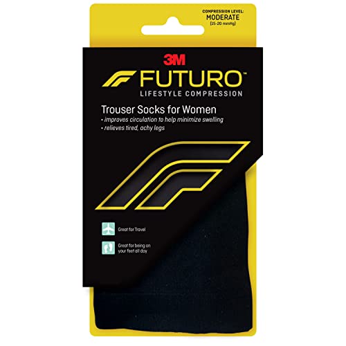 Futuro - 71043EN Trouser Socks for Women, Moderate Compression, 15-20 mm/Hg, Helps Improve Circulation to Help Minmize Swelling