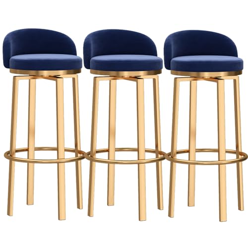 Juego de 4 taburetes de bar giratorios con sillas tapizadas de altura de mostrador trasero para cocina, hogar, bar