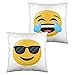 Emoji S2800216 Coussin avec Rembourrage Emoji Face avec Tears of Joy and Smiling with Sunglasses 40 x 40 cm