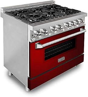 ZLINE 36 in. Professional Dual Fuel Range with Red Gloss Door (RA-RG-36)