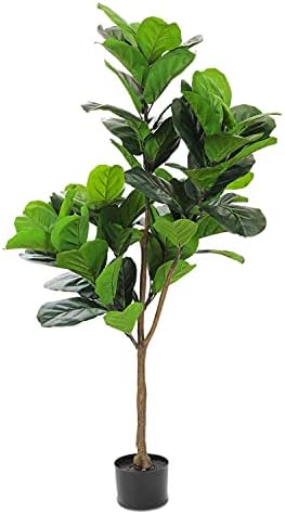 Realead 4ft Artificial Fiddle Leaf Fig Tree in Plastic Nursery Pot,Faux Ficus Lyrata Tropical Plants Fake Fig Tree with 66 Leaves,Artificial Trees for Office House Living Room Home Decor Indoor