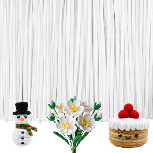 Image of Caydo White Pipe Cleaners, 200 Pieces, 12 Inch x 6 mm | Chenille Stems, for Making Creative DIY Art Crafts, Party Decorations