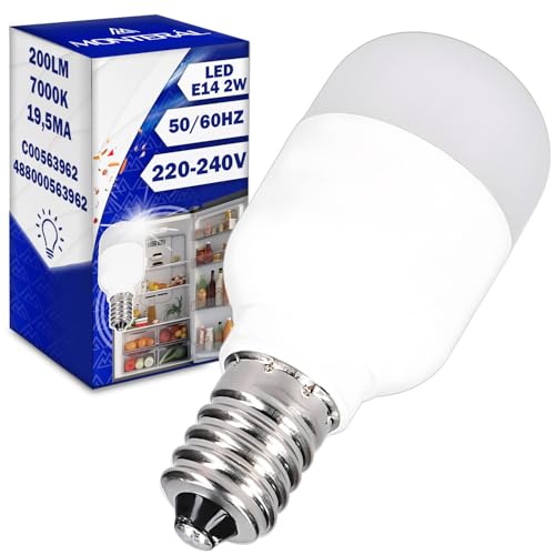 MONTERAL Bombilla LED E14 para Nevera Frigorífico Combinado con Congelador 2W 220-240V 50/60Hz 200Lm 7000K 19,5mA