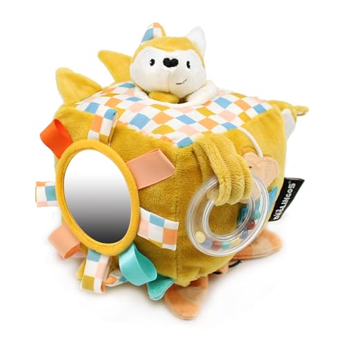 Les DEGLINGOS - Cube d'activités en Tissu Cyranos Le Renard - Jouet d'éveil sonore et Tactile pour bébé - Jouet de développement - Cadeau de Naissance -...