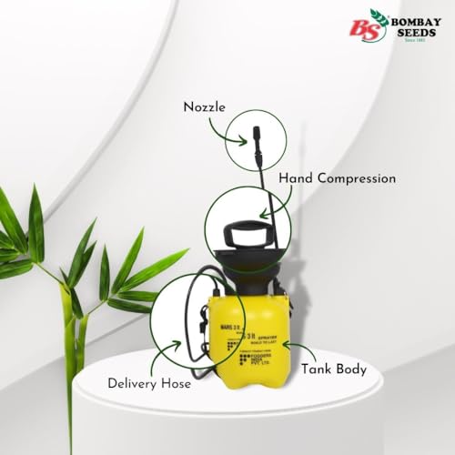 Image of Bombay Seeds 3L Pressure Sprayer Pump for Gardening & Pest Control | Manual Shoulder Spray Pump for Plants & Cleaning | Adjustable Jet & Mist Nozzle | Leak Proof | 6 Months Warranty