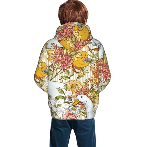 Ducks and Flowers Kid Hoodies Boys Sweatshirts Girls Pullover with Pocket4