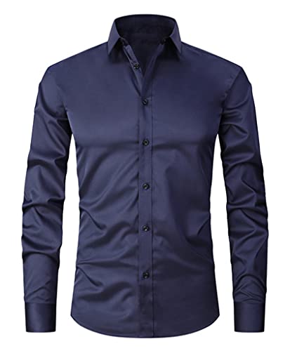 Chemise Homme Slim Fit à Manches Longues – Imprimé Papillon Violet, Polyester, Boutonnée