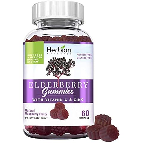 Herbion Elderberry Gummies with Vitamin C & Zinc - Healthy Immune System Support - Gluten-Free & Gelatin-Free - 60 Gummies for Adults & Children 4 Years & Above - Made in USA. Cover