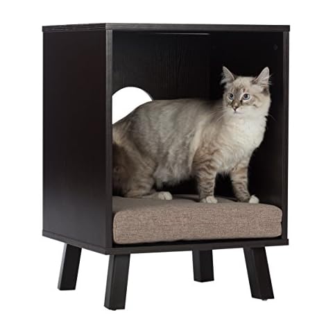 Paws & Purrs Pet Bed and End Table, Espresso/Sand Cover